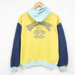 【20%OFF】L★古着 長袖 スウェット パーカー メンズ 90年代 90s ビラボン BILLABONG マルチカラー 黄他 イエロー 【spe】 24dec11 中古 スエット トレーナー トップス