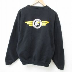 XL★古着 フルーツオブザルーム 長袖 スウェット メンズ 00年代 00s 鳥 大きいサイズ クルーネック 黒 ブラック 24dec11 中古 スエット トレーナー トップス