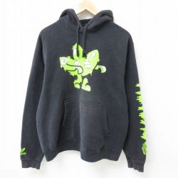 L★古着 アディダス adidas 長袖 スウェット パーカー メンズ 黒 ブラック 24dec11 中古 スエット トレーナー トップス