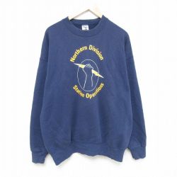 XL★古着 フルーツオブザルーム 長袖 スウェット メンズ 90年代 90s ステーションオペレーション クルーネック USA製 紺 ネイビー 24dec12 中古 スエット トレーナー トップス