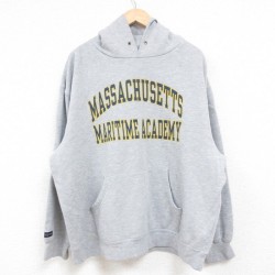 XL★古着 ジャンスポーツ 長袖 スウェット パーカー メンズ 00年代 00s マサチューセッツ グレー 霜降り 24dec12 中古 スエット トレーナー トップス