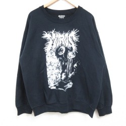 L★古着 長袖 ロック バンド スウェット メンズ MOROS クルーネック 黒 ブラック 24dec12 中古 スエット トレーナー トップス