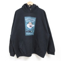 XL★古着 長袖 スウェット パーカー メンズ ディズニー DISNEY ミスタードードのワイルドライド 大きいサイズ 黒 ブラック 24dec12 中古 スエット トレーナー トップス