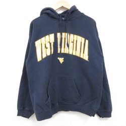 【20%OFF】M★古着 長袖 スウェット パーカー メンズ 00年代 00s ウエストバージニア 紺 ネイビー 24dec12 中古 スエット トレーナー トップス
