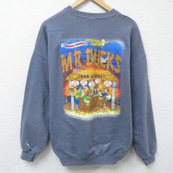 XL★古着 リー Lee 長袖 スウェット メンズ 00年代 00s M.R.DUCKS クルーネック 薄紺 ネイビー 24dec13 中古 スエット トレーナー トップス