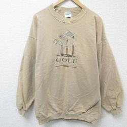 XL★古着 ケルスポーツ 長袖 スウェット メンズ 90年代 90s ゴルフ コットン クルーネック USA製 ベージュ カーキ 【spe】 24dec13 中古 スエット トレーナー トップス