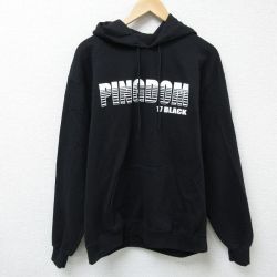 L★古着 チャンピオン Champion 長袖 スウェット パーカー メンズ PINGDOM 黒 ブラック 24dec13 中古 スエット トレーナー トップス