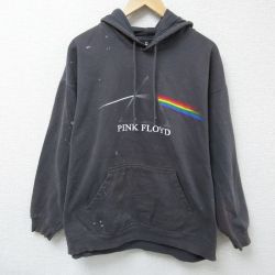 XL★古着 長袖 ロック バンド スウェット パーカー メンズ ピンクフロイド 大きいサイズ 黒 ブラック 24dec13 中古 スエット トレーナー トップス