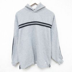 L★古着 ラッセル 長袖 スウェット パーカー メンズ 00年代 00s ワンポイントロゴ グレー 霜降り 24dec18 中古 スエット トレーナー トップス