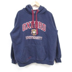 L★古着 長袖 スウェット パーカー メンズ オックスフォード 大学 紺 ネイビー 24dec13 中古 スエット トレーナー トップス