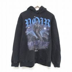XL★古着 長袖 スウェット パーカー メンズ メゾンノワール コブラ コットン 黒 ブラック 24dec12 中古 スエット トレーナー トップス