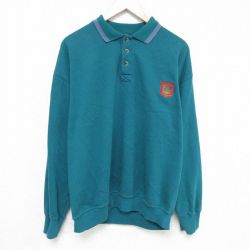 XL★古着 ビューグルボーイ 長袖 スウェット メンズ 90年代 90s 大きいサイズ 襟付き 緑 グリーン 24dec12 中古 スエット トレーナー トップス