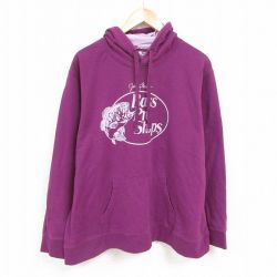 【20%OFF】XL★古着 長袖 スウェット パーカー メンズ バスプロショップ ビッグロゴ 大きいサイズ 紫 パープル 24dec16 中古 スエット トレーナー トップス