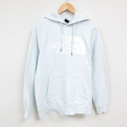 XL★古着 ノースフェイス THE NORTH FACE 長袖 スウェット パーカー メンズ ビッグロゴ 大きいサイズ ラグラン 水色 24dec16 中古 スエット トレーナー トップス