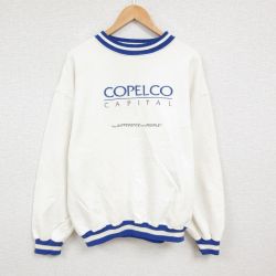 XL★古着 長袖 スウェット メンズ 90年代 90s 刺繍 大きいサイズ クルーネック USA製 白 ホワイト 24dec16 中古 スエット トレーナー トップス