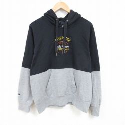 【50%OFF】L★古着 ホロウェイ 長袖 スウェット パーカー メンズ バスケットボール 刺繍 ツートンカラー 黒他 ブラック 霜降り 24dec16 中古 スエット トレーナー トップス
