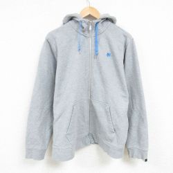 XL★古着 ナイキ NIKE 長袖 ブランド フルジップ スウェット パーカー メンズ ワンポイントロゴ グレー 霜降り 24dec16 中古 スエット トレーナー トップス