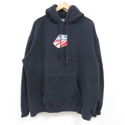XL★古着 長袖 スウェット パーカー メンズ スキー 大きいサイズ 黒 ブラック 24dec23 中古 スエット トレーナー トップス