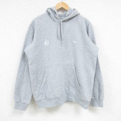 L★古着 ナイキ NIKE 長袖 スウェット パーカー メンズ 00年代 00s ワンポイントロゴ グレー 霜降り 24dec19 中古 スエット トレーナー トップス