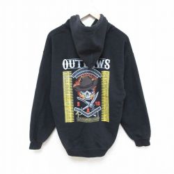 L★古着 長袖 スウェット パーカー メンズ スカル 黒 ブラック 24dec19 中古 スエット トレーナー トップス