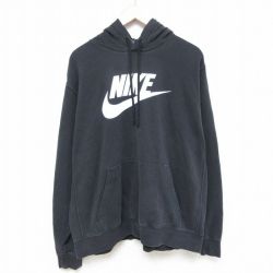 XL★古着 ナイキ NIKE 長袖 スウェット パーカー メンズ ビッグロゴ 大きいサイズ 黒 ブラック 24dec19 中古 スエット トレーナー トップス