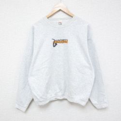 【50%OFF】XL★古着 フルーツオブザルーム 長袖 スウェット メンズ 00年代 00s サックス クルーネック グレー 霜降り 24dec19 中古 スエット トレーナー トップス