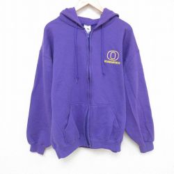 XL★古着 長袖 フルジップ スウェット パーカー メンズ 00年代 00s OCONOMOWOC 紫 パープル 24dec20 中古 スエット トレーナー トップス