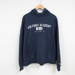 XL★古着 チャンピオン Champion 長袖 スウェット パーカー メンズ 00年代 00s エアフォース アカデミー 大きいサイズ 紺 ネイビー 24dec20 中古 スエット トレーナー トップス