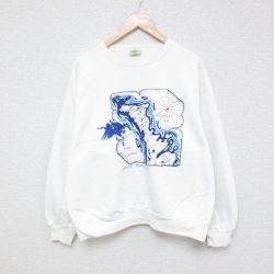 【20%OFF】XL★古着 長袖 スウェット メンズ 90年代 90s 鳥 クルーネック 白 ホワイト 24dec21 中古 スエット トレーナー トップス