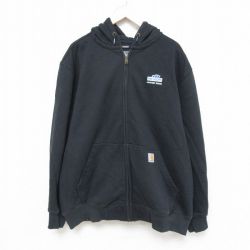 XL★古着 カーハート Carhartt 長袖 フルジップ スウェット パーカー メンズ IHC SCOTT 大きいサイズ 黒 ブラック 【spe】 24dec21 中古 スエット トレーナー トップス