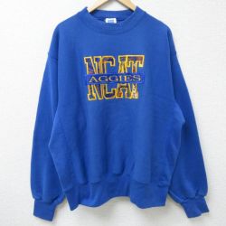 【20%OFF】XL★古着 長袖 スウェット メンズ 00年代 00s NCAF 大きいサイズ クルーネック 青 ブルー 【spe】 24dec27 中古 スエット トレーナー トップス