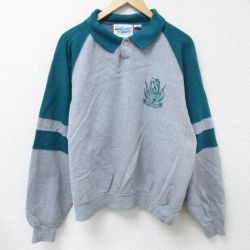 XL★古着 長袖 スウェット メンズ 00年代 00s CALIFORNIA SHORES ツートンカラー 襟付き グレー他 霜降り 24dec27 中古 スエット トレーナー トップス