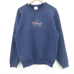 【20%OFF】M★古着 ウィルソン 長袖 スウェット メンズ 90年代 90s ビッグロゴ クルーネック USA製 紺 ネイビー 24dec21 中古 スエット トレーナー トップス