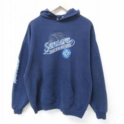 XL★古着 ジャージーズ 長袖 スウェット パーカー メンズ 00年代 00s インディアン 紺 ネイビー 24dec24 中古 スエット トレーナー トップス