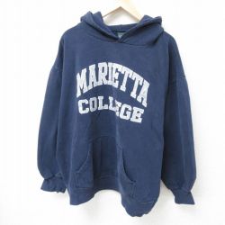 XL★古着 MVスポーツ 長袖 スウェット パーカー メンズ 00年代 00s マリエッタ カレッジ 大きいサイズ 紺 ネイビー 24dec24 中古 スエット トレーナー トップス