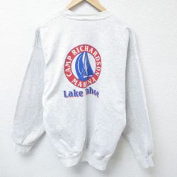 【50%OFF】L★古着 ヘインズ Hanes 長袖 スウェット メンズ 00年代 00s 船 クルーネック 薄グレー 霜降り 25jan09 中古 スエット トレーナー トップス