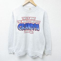 M★古着 フルーツオブザルーム 長袖 スウェット メンズ 00年代 00s GRANDPA クルーネック 薄グレー 霜降り 25jan09 中古 スエット トレーナー トップス