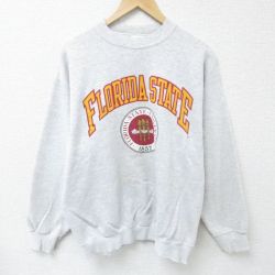【50%OFF】L★古着 TULTEX 長袖 スウェット メンズ 90年代 90s フロリダ 大学 カレッジ クルーネック USA製 グレー 霜降り 25jan09 中古 スエット トレーナー トップス