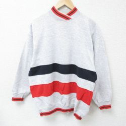 L★古着 長袖 スウェット メンズ 90年代 90s Vネック USA製 薄グレー 霜降り 25jan09 中古 スエット トレーナー トップス