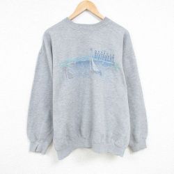 XL★古着 アメリカンイーグル American Eagle 長袖 スウェット メンズ 00年代 00s ヨット 大きいサイズ クルーネック グレー 霜降り 24dec26 中古 スエット トレーナー トップス