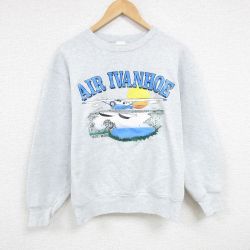【50%OFF】L★古着 フルーツオブザルーム 長袖 スウェット メンズ 00年代 00s エアアイバンホー クルーネック カナダ製 薄グレー 霜降り 24dec26 中古 スエット トレーナー トップス