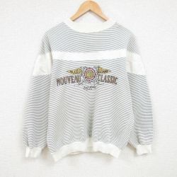XL★古着 I.O.U. 長袖 スウェット メンズ 00年代 00s ツートンカラー ラグラン クルーネック 黒他 ブラック ボーダー 24dec26 中古 スエット トレーナー トップス