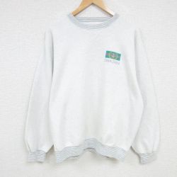 【50%OFF】XL★古着 長袖 スウェット メンズ 90年代 90s シャルルボワ 表起毛 大きいサイズ クルーネック 薄グレー 24dec27 中古 スエット トレーナー トップス