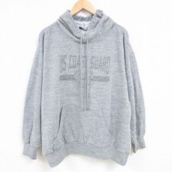 【50%OFF】XL★古着 MVスポーツ 長袖 スウェット パーカー メンズ コーストガード 大きいサイズ グレー 霜降り 24dec27 中古 スエット トレーナー トップス