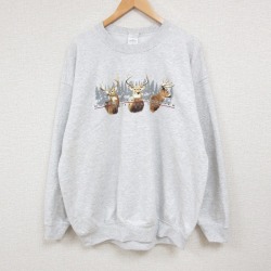 【50%OFF】XL★古着 長袖 スウェット メンズ 00年代 00s シカ クルーネック 薄グレー 霜降り 25jan06 中古 スエット トレーナー トップス