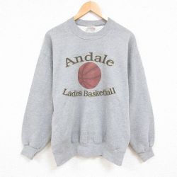 L★古着 ジャージーズ 長袖 スウェット メンズ 00年代 00s バスケットボール クルーネック グレー 霜降り 25jan06 中古 スエット トレーナー トップス