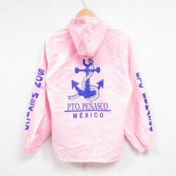 【20%OFF】M★古着 長袖 フルジップ トップス パーカー メンズ 90年代 90s メキシコ イカリ ピンク 25jan06 中古 スエット トレーナー
