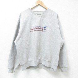 XL★古着 アメリカンイーグル American Eagle 長袖 スウェット メンズ 00年代 00s ビッグロゴ 刺繍 クルーネック グレー 霜降り 25jan06 中古 スエット トレーナー トップス