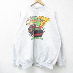 【50%OFF】XL★古着 長袖 スウェット メンズ 00年代 00s レーシングカー クルーネック 薄グレー 霜降り 25jan06 中古 スエット トレーナー トップス