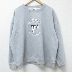 【50%OFF】XL★古着 長袖 スウェット メンズ VLEXIN 大きいサイズ クルーネック グレー 霜降り 25jan10 中古 スエット トレーナー トップス